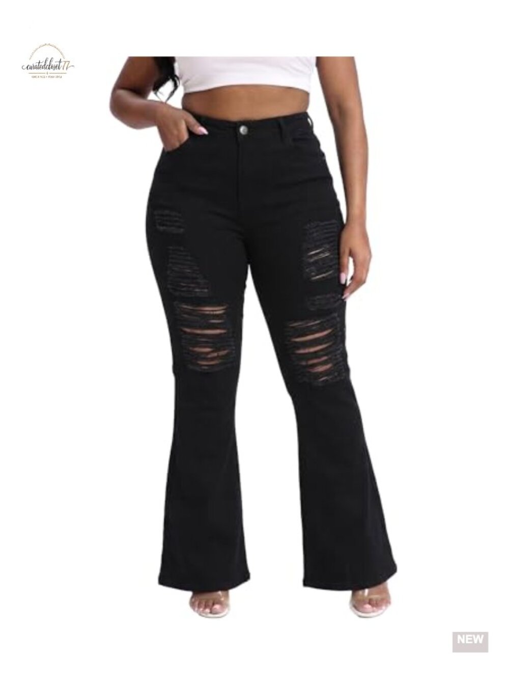 Plus Size Stretchy Bootcut High Waisted Flare Jeans Curvy Women
